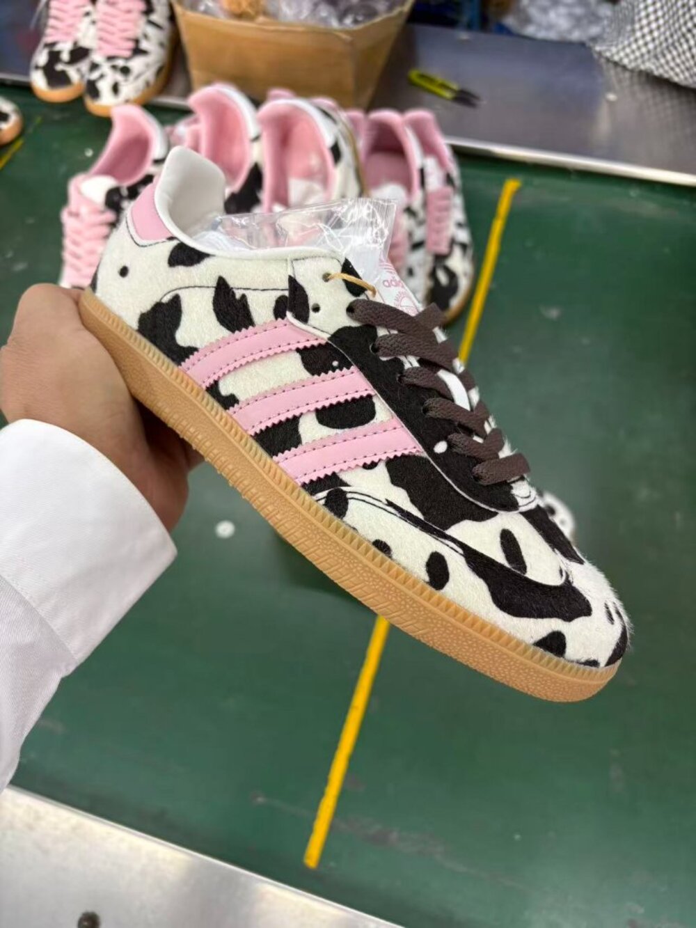 Adidas Samba Cow Print Pink Stripe Hair Sneakers